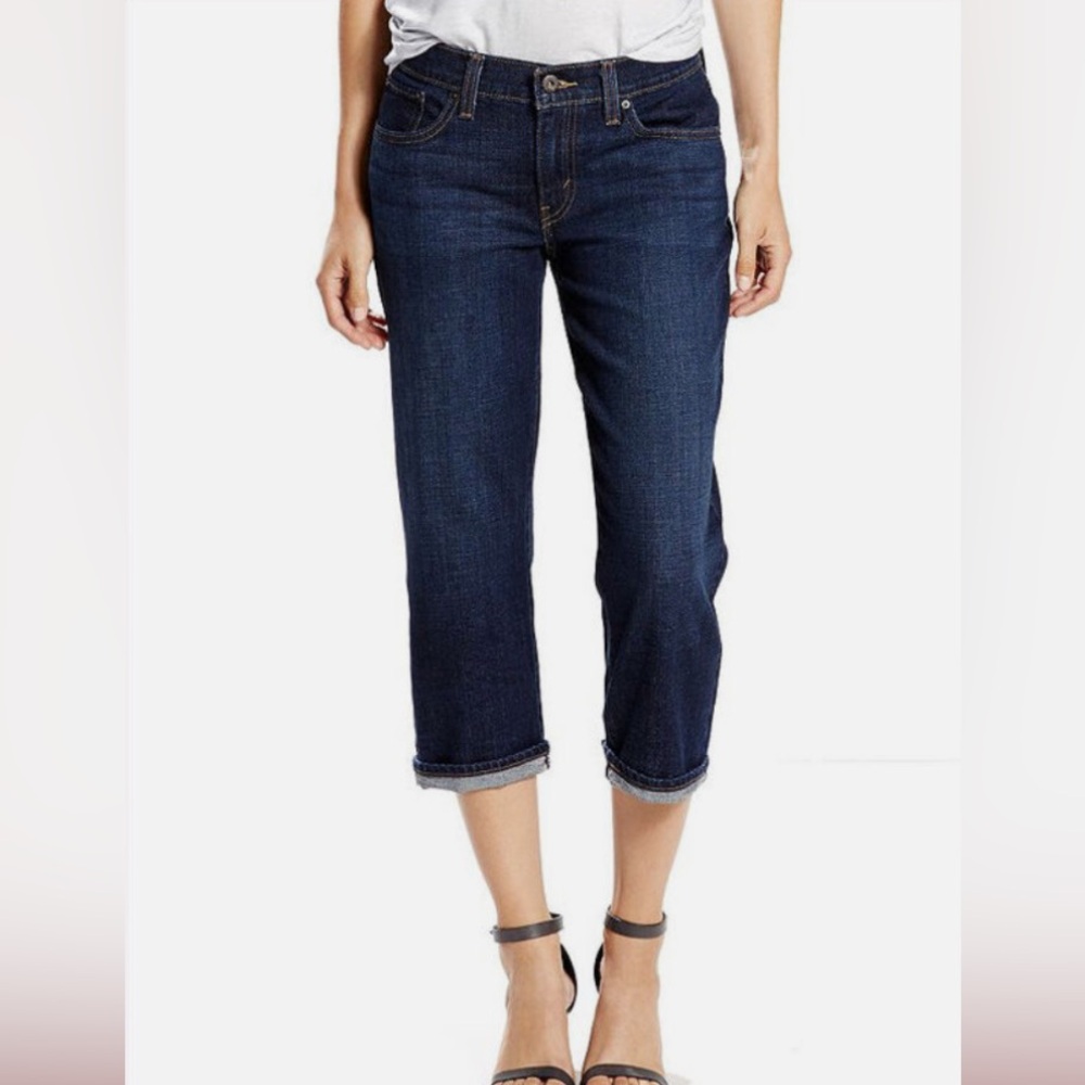 Levi's Dark Wash (Ravine Blue) Classic Fit Mid-Rise Rolled Hem Capri Size 27 | 4